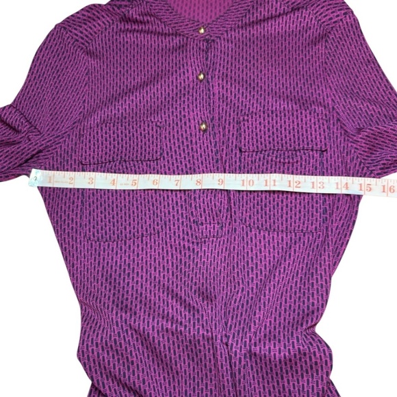 TORY BURCH Hadley 100% Rayon Shirt Dress Front Chest Pockets Gold Buttons Sz XS - Picture 6 of 11